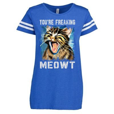 You're Freaking Meowt! Funny Cat Lover Vintage Cat Meow Meme Enza Ladies Jersey Football T-Shirt