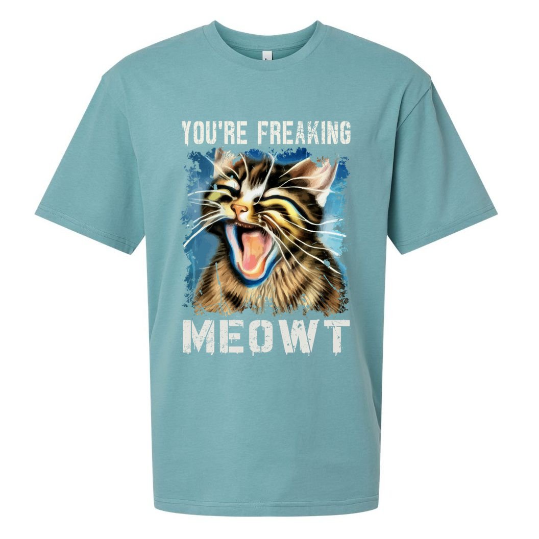 You're Freaking Meowt! Funny Cat Lover Vintage Cat Meow Meme Sueded Cloud Jersey T-Shirt