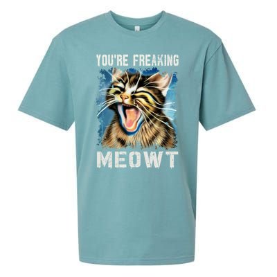 You're Freaking Meowt! Funny Cat Lover Vintage Cat Meow Meme Sueded Cloud Jersey T-Shirt