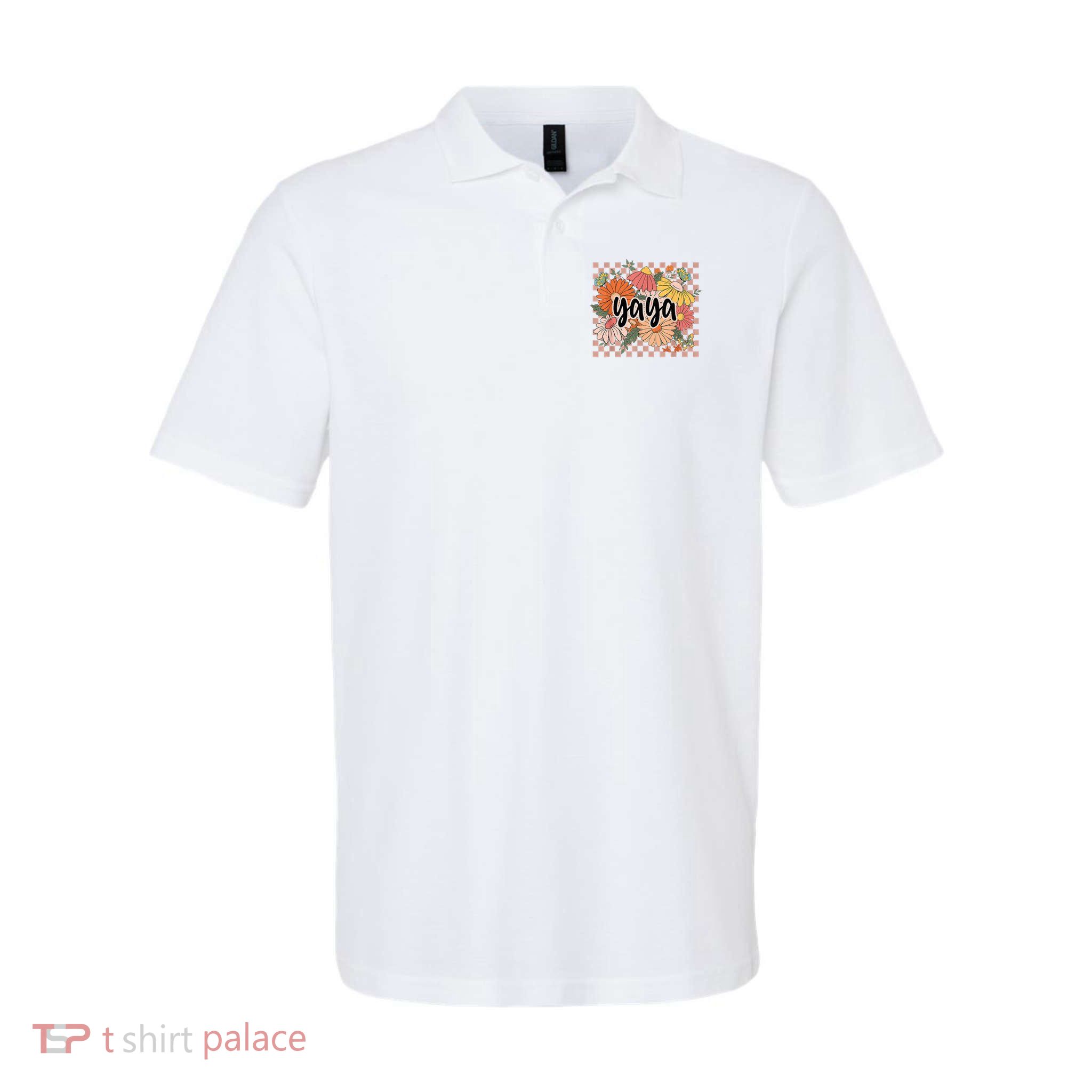 Yaya Floral Mother's Day Wildflower Girl Checkered Polo