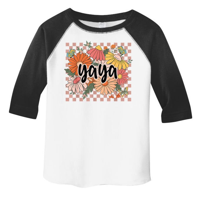 Yaya Floral Mother's Day Wildflower Girl Checkered Toddler Fine Jersey T-Shirt