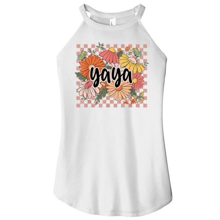 Yaya Floral Mother's Day Wildflower Girl Checkered Women's Perfect Tri Rocker Tank
