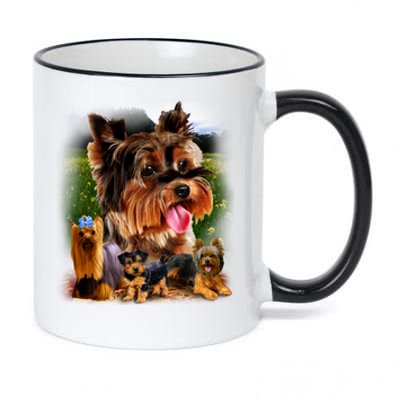 Yorkie Family Of Dogs Portrait 11oz Black Color Changing Mug