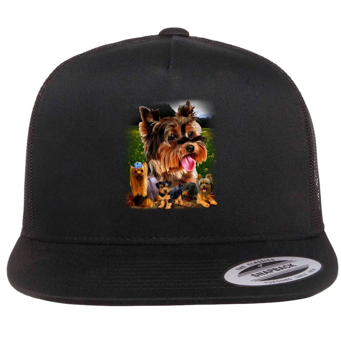 Yorkie Family Of Dogs Portrait Flatbill Hat