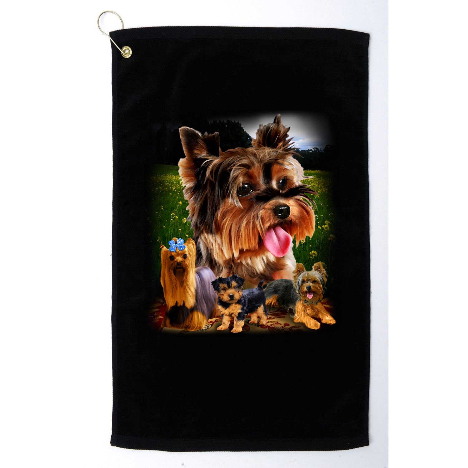 Yorkie Family Of Dogs Portrait Golf Towel
