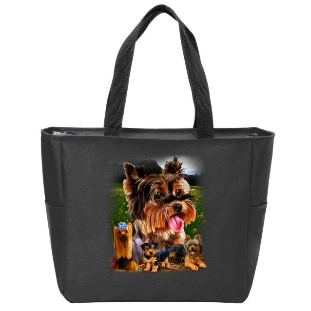 Yorkie Family Of Dogs Portrait Zip Tote Bag