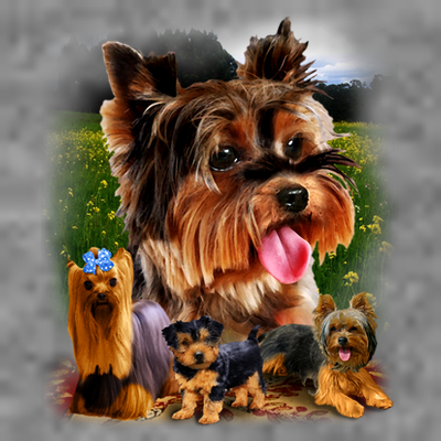 Yorkie Family Of Dogs Portrait T-Shirt