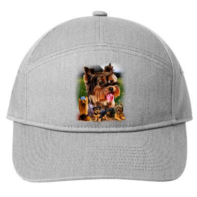 Yorkie Family Of Dogs Portrait 7-Panel Snapback Hat