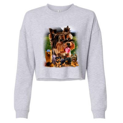 Yorkie Family Of Dogs Portrait Cropped Pullover Crew