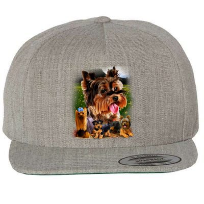 Yorkie Family Of Dogs Portrait Wool Snapback Cap