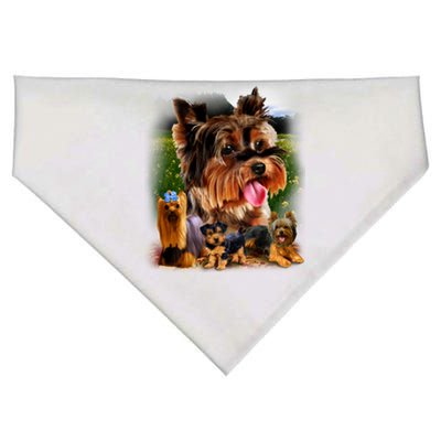 Yorkie Family Of Dogs Portrait USA-Made Doggie Bandana