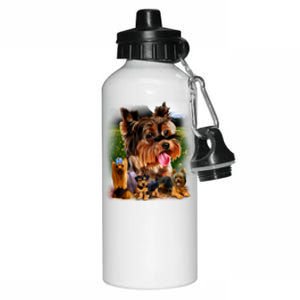 Yorkie Family Of Dogs Portrait Aluminum Water Bottle 