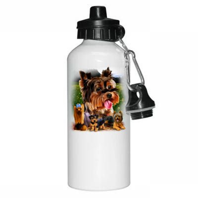 Yorkie Family Of Dogs Portrait Aluminum Water Bottle