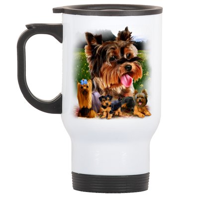 Yorkie Family Of Dogs Portrait Stainless Steel Travel Mug