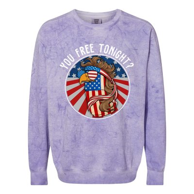 You Free Tonight Eagle Beer Can American Flag 4th Of July Gift Colorblast Crewneck Sweatshirt