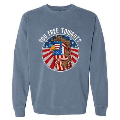 You Free Tonight Eagle Beer Can American Flag 4th Of July Gift Garment-Dyed Sweatshirt