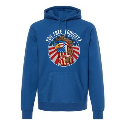 You Free Tonight Eagle Beer Can American Flag 4th Of July Gift Premium Hoodie