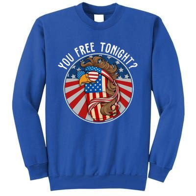 You Free Tonight Eagle Beer Can American Flag 4th Of July Gift Tall Sweatshirt