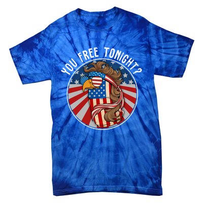 You Free Tonight Eagle Beer Can American Flag 4th Of July Gift Tie-Dye T-Shirt