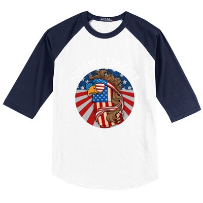 You Free Tonight Eagle Beer Can American Flag 4th Of July Gift Baseball Sleeve Shirt