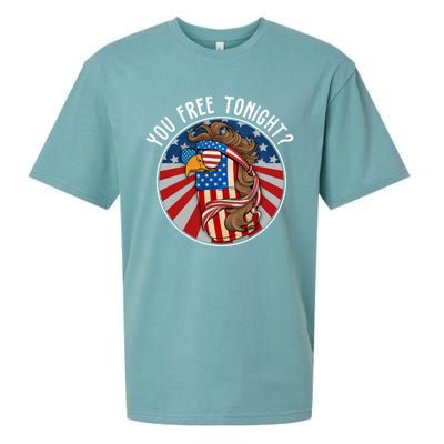 You Free Tonight Eagle Beer Can American Flag 4th Of July Gift Sueded Cloud Jersey T-Shirt