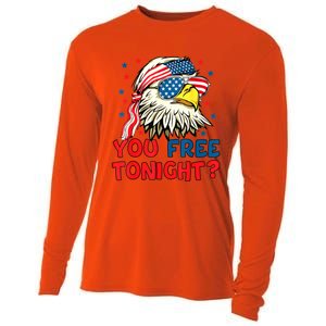 You Free Tonight Bald Eagle Mullet American Flag 4th Of July Cooling Performance Long Sleeve Crew