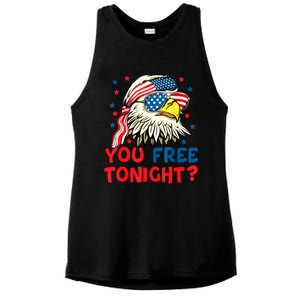 You Free Tonight Bald Eagle Mullet American Flag 4th Of July Ladies PosiCharge Tri-Blend Wicking Tank