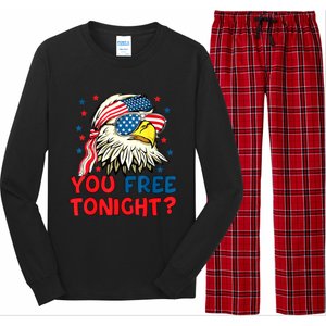 You Free Tonight Bald Eagle Mullet American Flag 4th Of July Long Sleeve Pajama Set