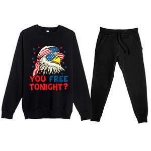 You Free Tonight Bald Eagle Mullet American Flag 4th Of July Premium Crewneck Sweatsuit Set