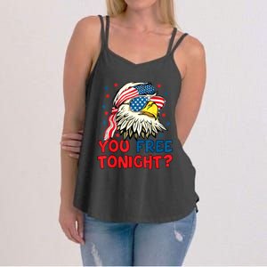 You Free Tonight Bald Eagle Mullet American Flag 4th Of July Women's Strappy Tank