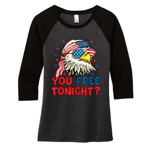 You Free Tonight Bald Eagle Mullet American Flag 4th Of July Women's Tri-Blend 3/4-Sleeve Raglan Shirt