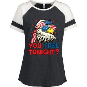 You Free Tonight Bald Eagle Mullet American Flag 4th Of July Enza Ladies Jersey Colorblock Tee