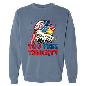 You Free Tonight Bald Eagle Mullet American Flag 4th Of July Garment-Dyed Sweatshirt