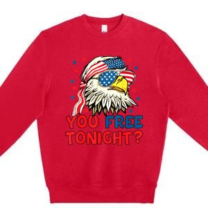 You Free Tonight Bald Eagle Mullet American Flag 4th Of July Premium Crewneck Sweatshirt