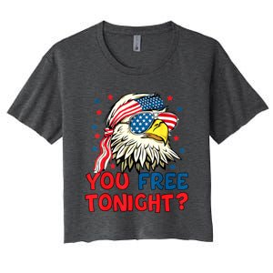 You Free Tonight Bald Eagle Mullet American Flag 4th Of July Women's Crop Top Tee