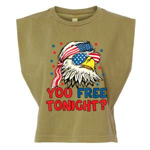 You Free Tonight Bald Eagle Mullet American Flag 4th Of July Garment-Dyed Women's Muscle Tee