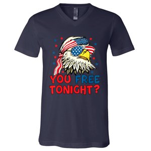 You Free Tonight Bald Eagle Mullet American Flag 4th Of July V-Neck T-Shirt