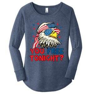 You Free Tonight Bald Eagle Mullet American Flag 4th Of July Women's Perfect Tri Tunic Long Sleeve Shirt