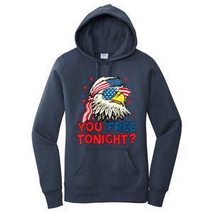 You Free Tonight Bald Eagle Mullet American Flag 4th Of July Women's Pullover Hoodie