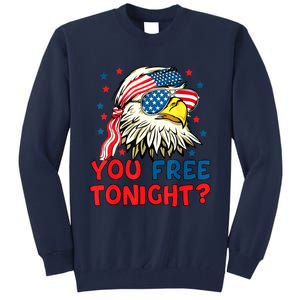 You Free Tonight Bald Eagle Mullet American Flag 4th Of July Tall Sweatshirt