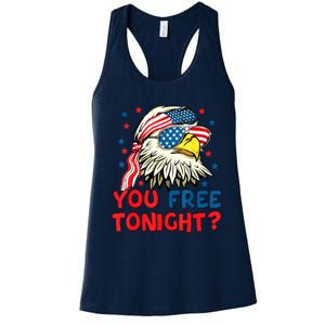 You Free Tonight Bald Eagle Mullet American Flag 4th Of July Women's Racerback Tank