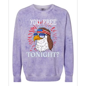 You Free Tonight Bald Eagle Mullet American Flag 4th Of July Colorblast Crewneck Sweatshirt