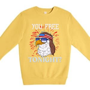 You Free Tonight Bald Eagle Mullet American Flag 4th Of July Premium Crewneck Sweatshirt