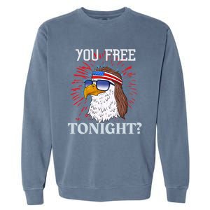 You Free Tonight Bald Eagle Mullet American Flag 4th Of July Garment-Dyed Sweatshirt