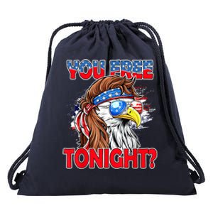 You Free Tonight Usa American Flag Patriotic Eagle Mullet Gift Drawstring Bag