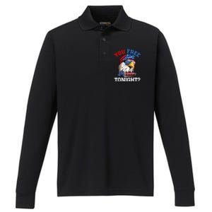 You Free Tonight Usa Flag Bald Eagle 4th Of July Performance Long Sleeve Polo