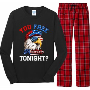 You Free Tonight Usa Flag Bald Eagle 4th Of July Long Sleeve Pajama Set