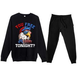 You Free Tonight Usa Flag Bald Eagle 4th Of July Premium Crewneck Sweatsuit Set