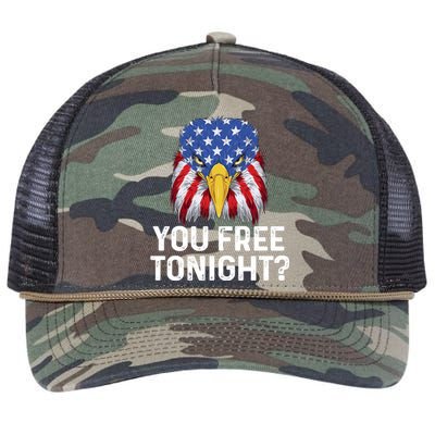 You Free Tonight Usa Patriotic Eagle Freedom 4th Of July Gift Retro Rope Trucker Hat Cap