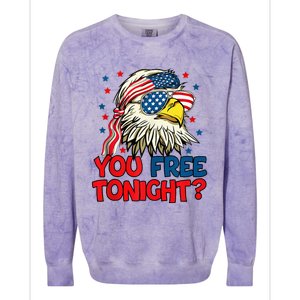 you free tonight bald eagle mullet usa flag 4th of july Colorblast Crewneck Sweatshirt